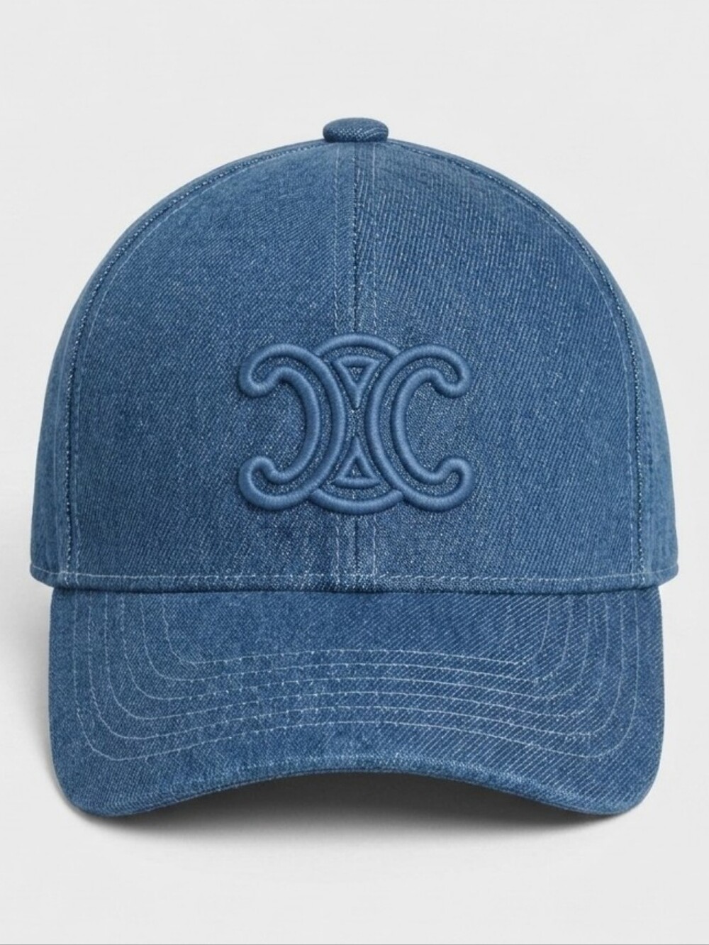 🔥NWT‼️✨ CELINE ✨ Authentic Denim Blue Triomphe Baseball Cap Hat - Unisex - Picture 9 of 12